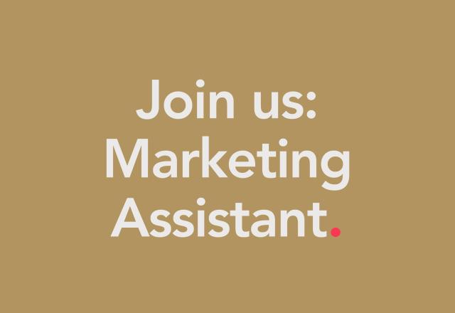 graphic with text saying: join us, marketing assistant