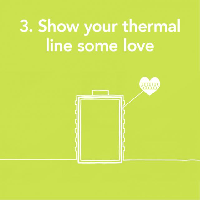 'show your thermal line some love' text on green