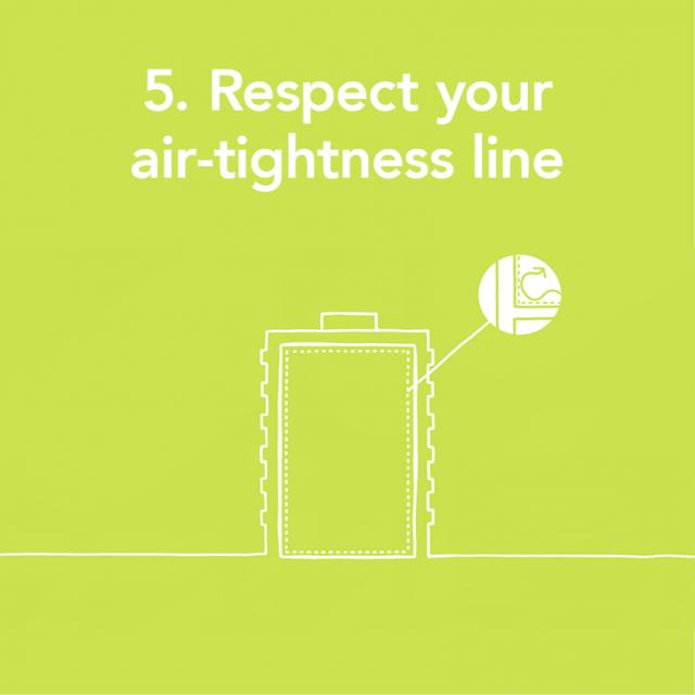 'respect your air-tightness line' text on green