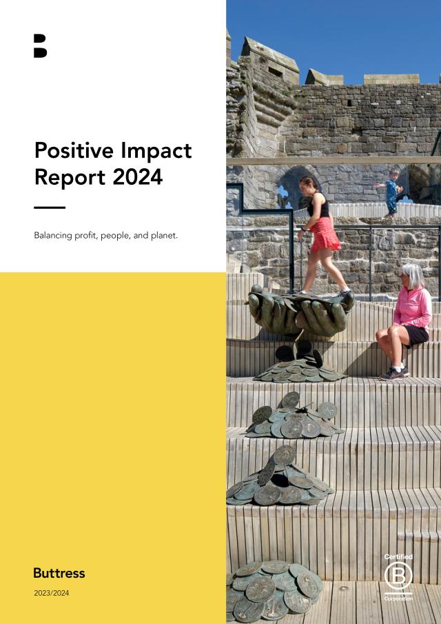 the front page of the buttress positive impact report