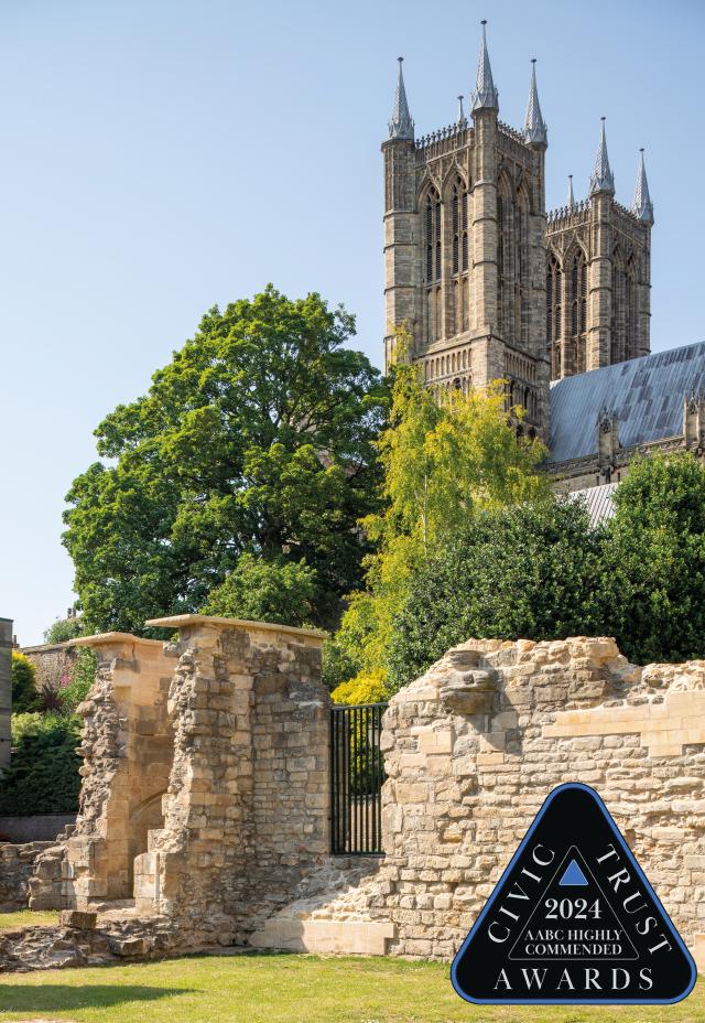 External image of Lincoln Medieval Bishop's Palace with Civic Trust logo in the bottom right hand corner