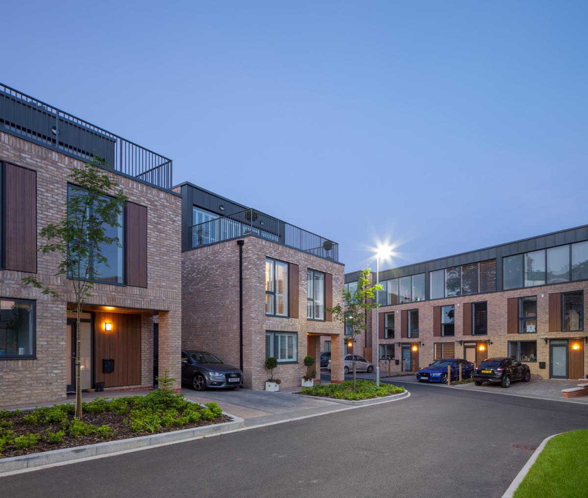 Exterior shot of a contemporary housing development 