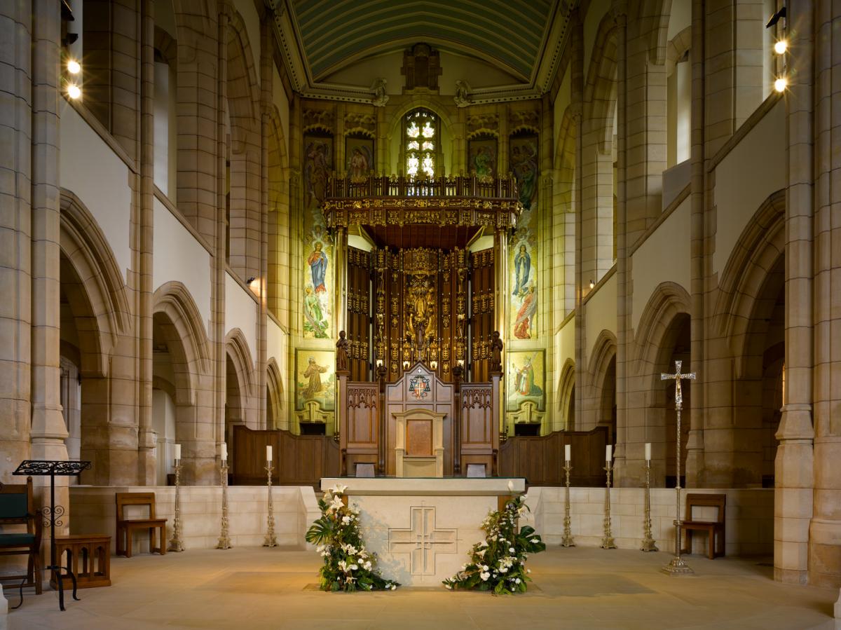 Interior photo of a church altar