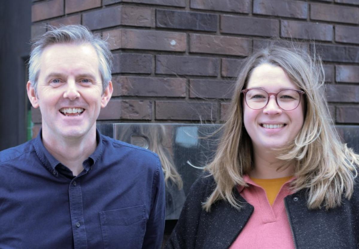 david and kim smiling outside of buttress studio