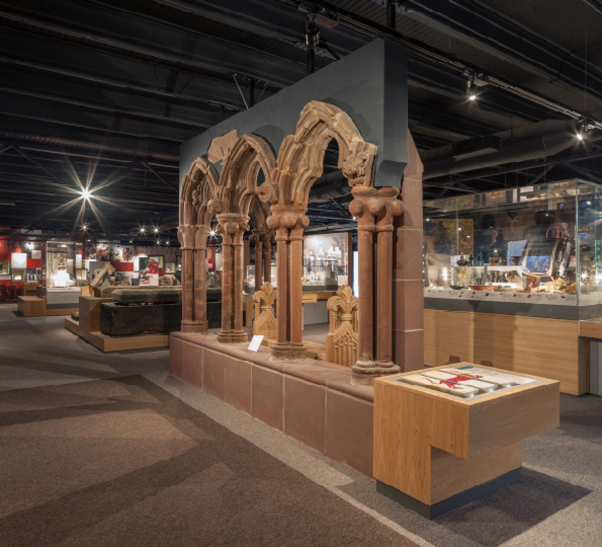 interior display at norton priory, showcasing artifacts and exhibitions