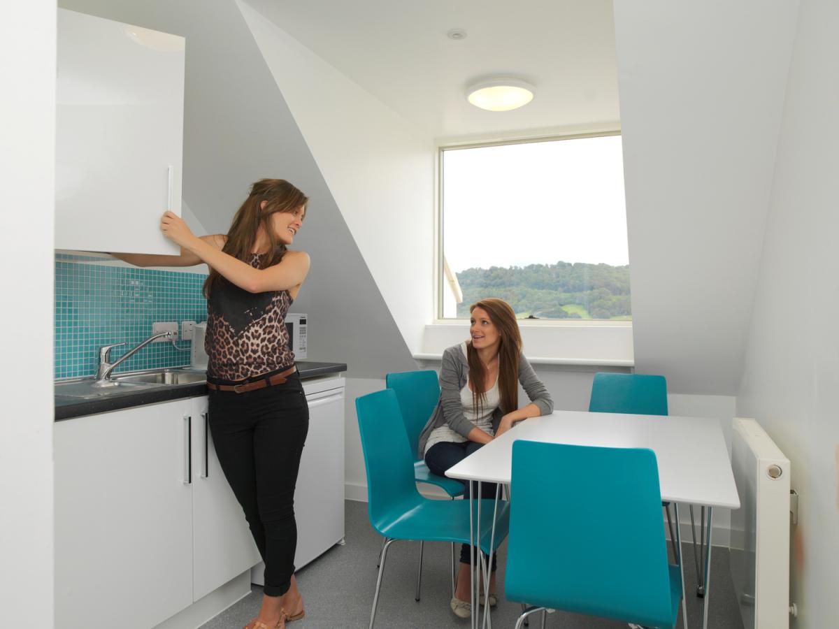 Interior image of a boarding house kitchenette.