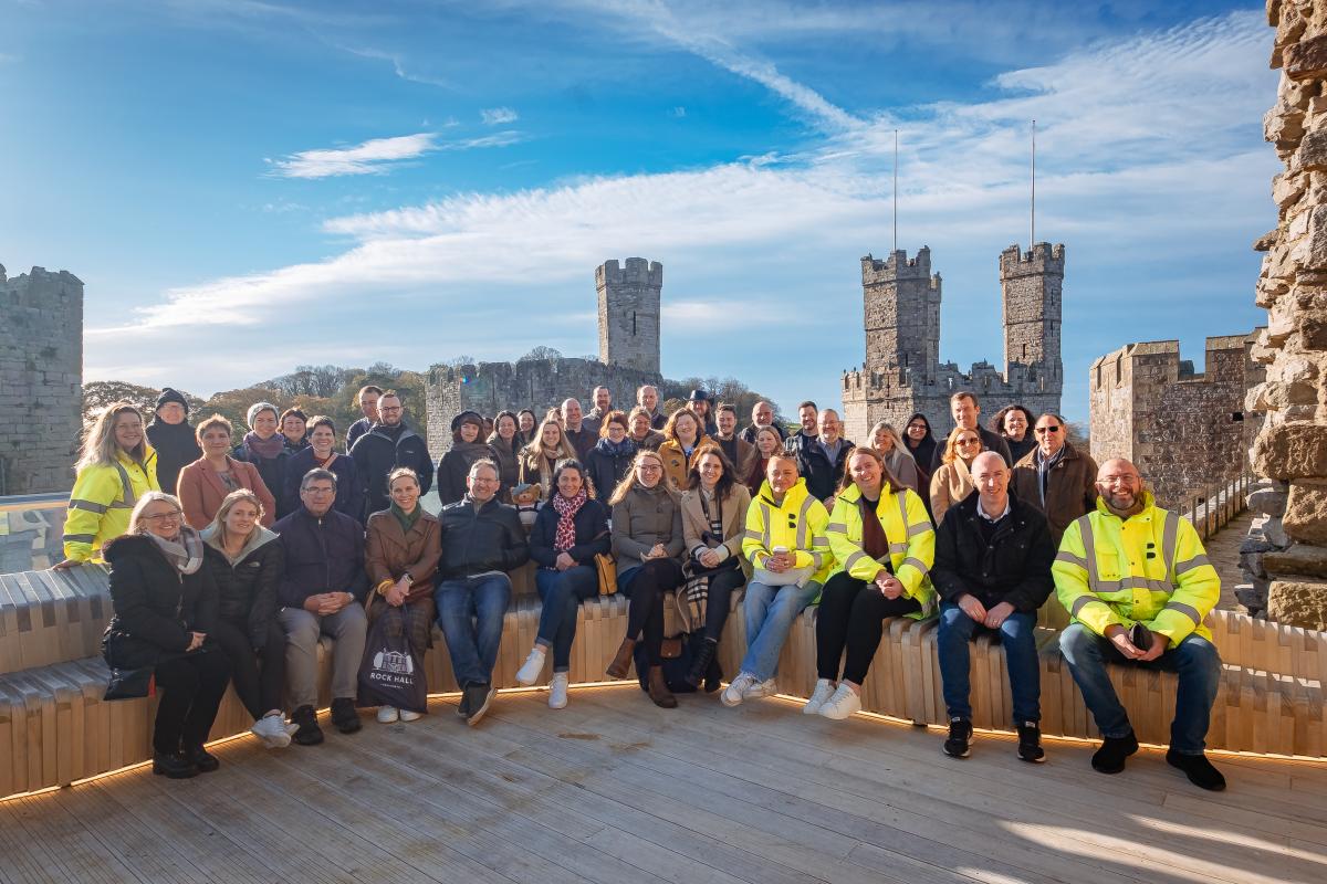 Group of Buttress employees at Caernarfon Castle