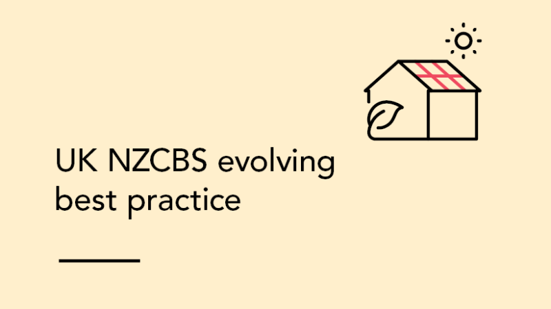 a yellow graphic with black text reading UK NZCBS evolving best practice