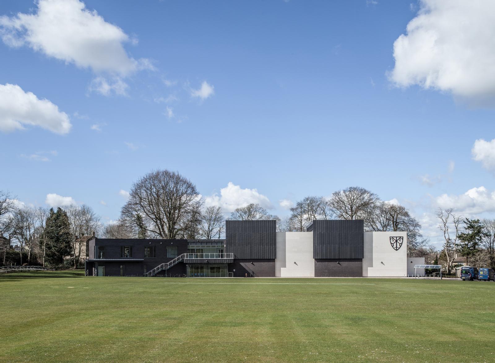 An exterior view of a school sports hall
