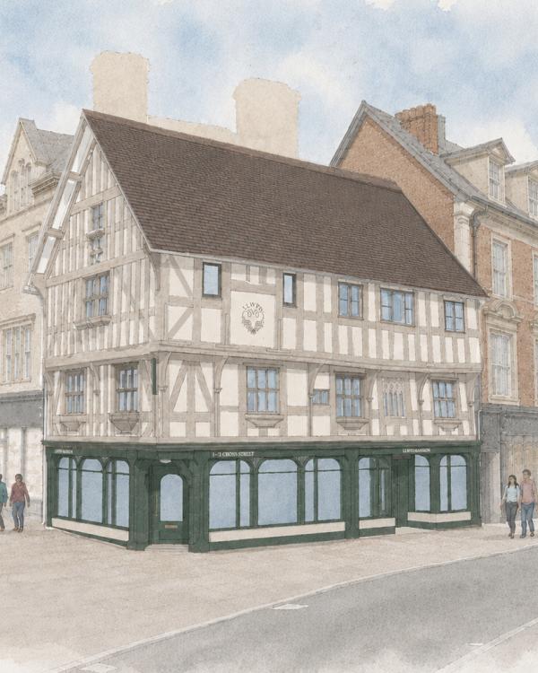 A drawing of Llwyd Mansion