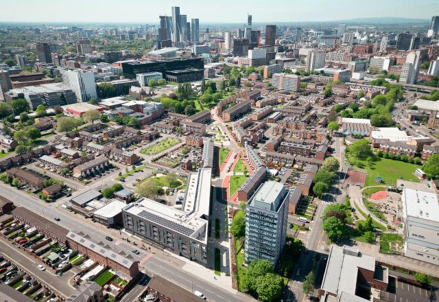 aerial photo of Brunswick in Manchester