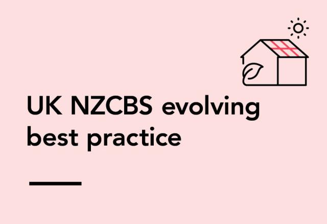 a graphic with pink background with copy overlay and a sustainable house icon