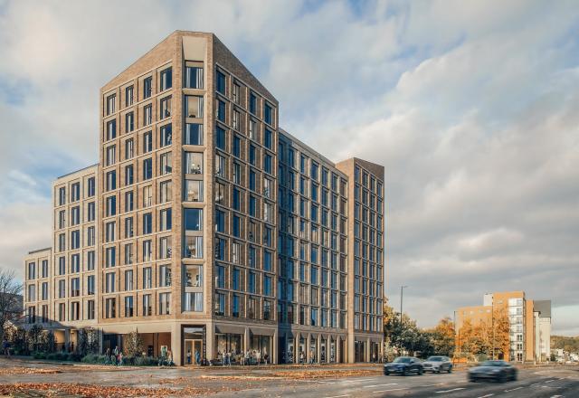 CGI of a residential 10 storey apartment block