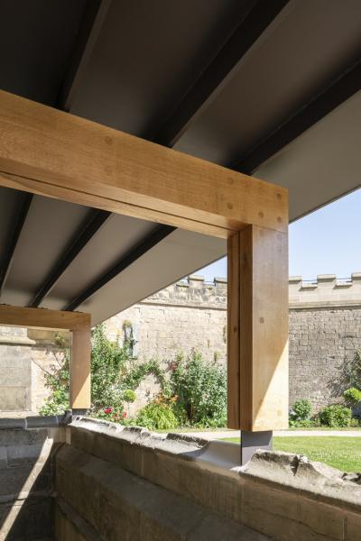 Close-up image of a contemporary rainwater canopy.