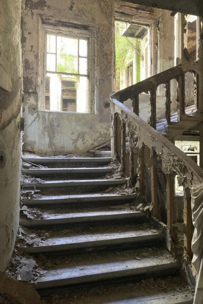 staircase in a dilapidated building