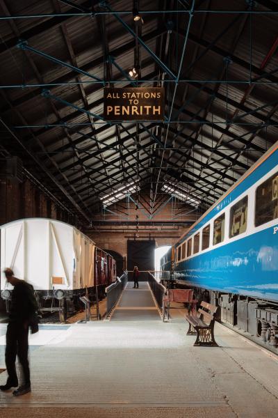 A shot of the naturally lit exhibits via the glazing and roof lighting.