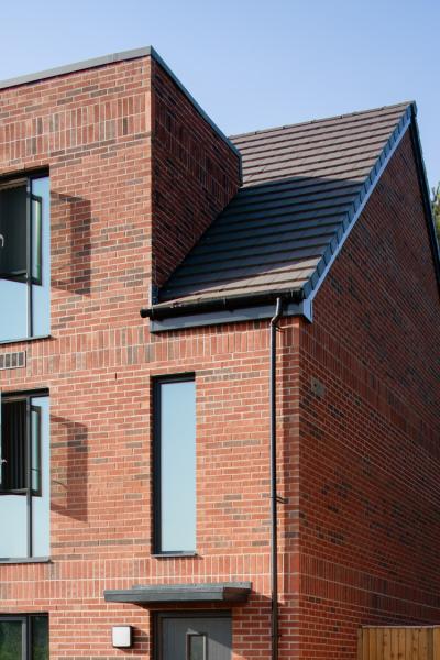 A close up of the schemes facade and glazing.