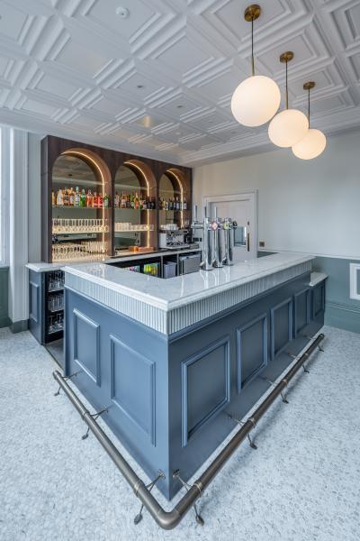 A view of the bar and dining area inside Buile Mansion.