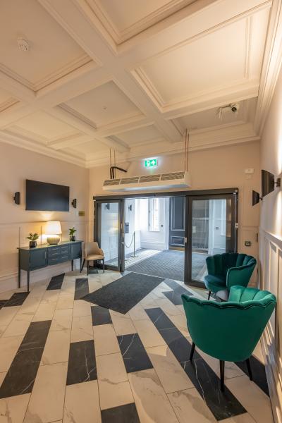 A view of the entrance area inside Buile Mansion.