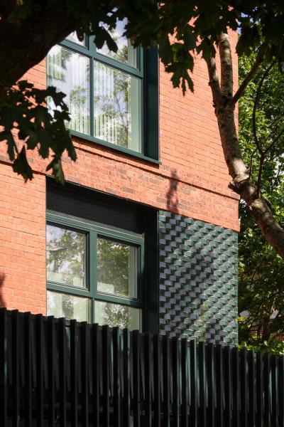 A close up of the brickwork at Willohaus