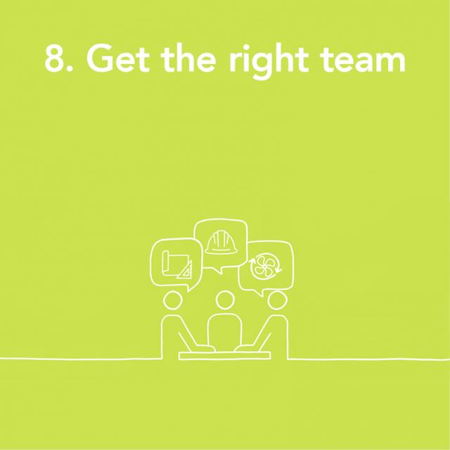 'get the right team' text on green