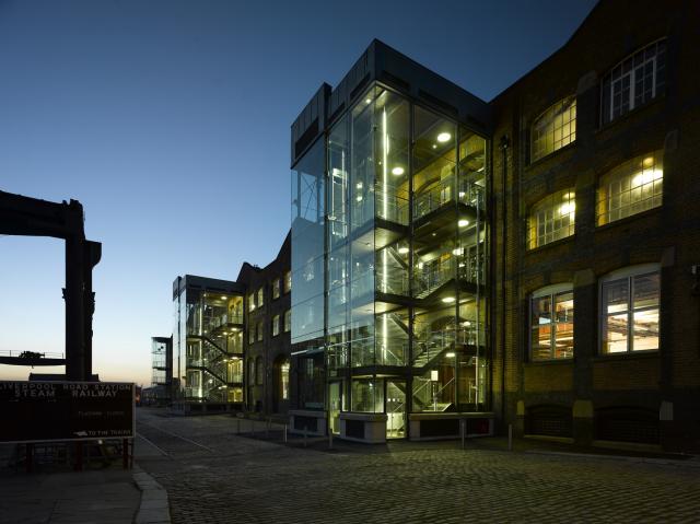 exterior of MSI great western warehouse at dusk