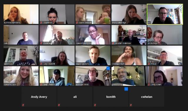 screenshot of staff group video zoom meeting
