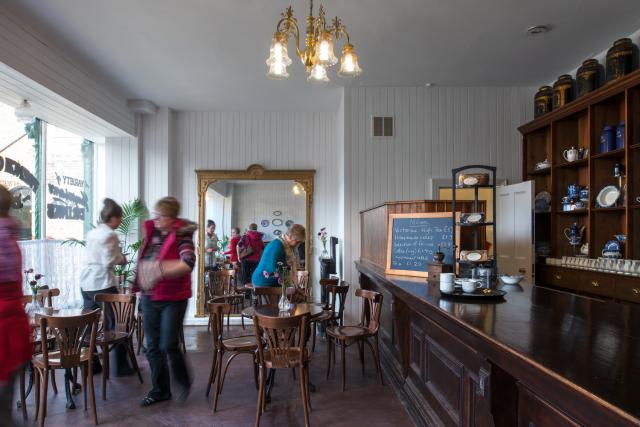 Interior image of a cafe.