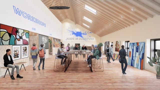 Interior CGI of an arts workshop space