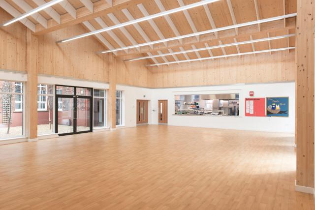 interior of evelyn street primary school large hall