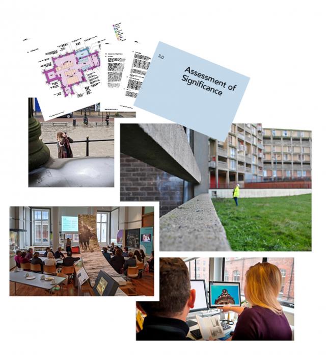 collage of heritage consultancy material