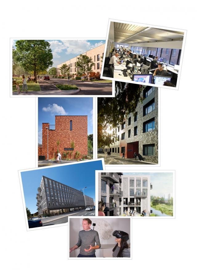 various media collage of architecture technology 