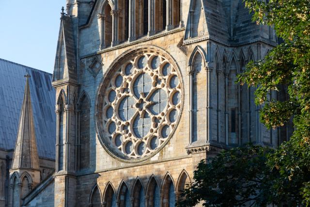 a view of the dean's eye rose window at Lincoln Cathedral