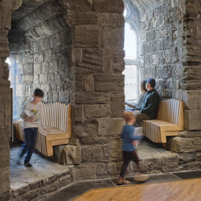 Seating in the window decks of Caernarfon castle