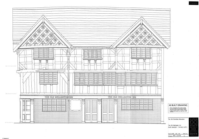 Sketch drawing of a half-timbered pub.
