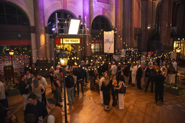 People in an event venue.
