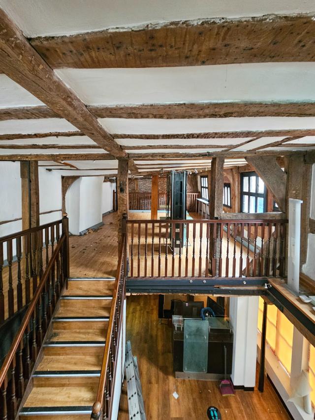 Interior of a historic building - wooden stairs