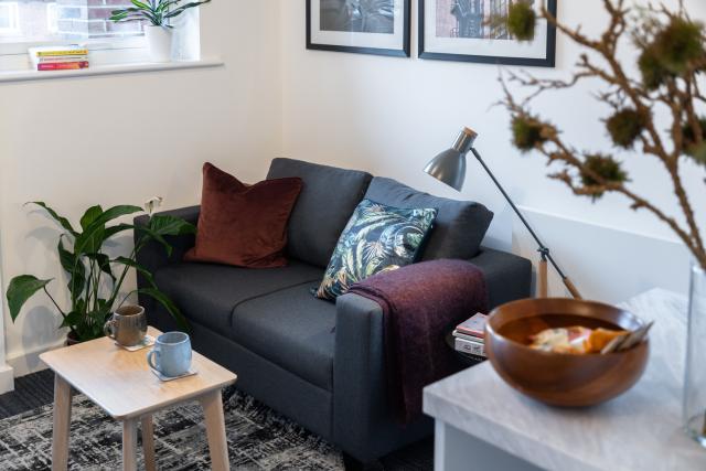Interior photo of the living room in RSAP accommodation.