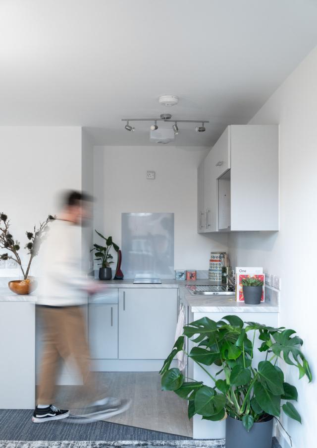 Interior shot of the RSAP kitchen area in use.